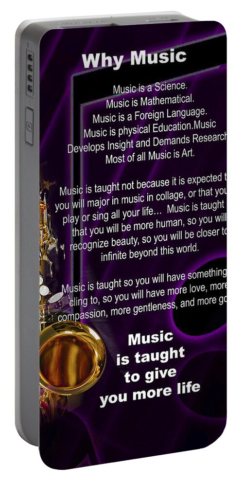Saxophone Portable Battery Charger featuring the photograph Saxophone Photographs or Pictures for T-Shirts Why Music 4819.02 by M K Miller