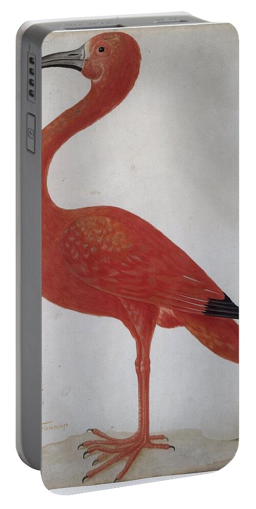 Scarlet Ibis With An Egg Portable Battery Charger featuring the painting Scarlet Ibis with an Egg by MotionAge Designs