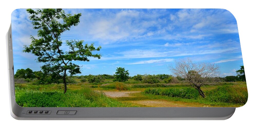 Path Portable Battery Charger featuring the photograph Scene at Silver Sands by Dani McEvoy