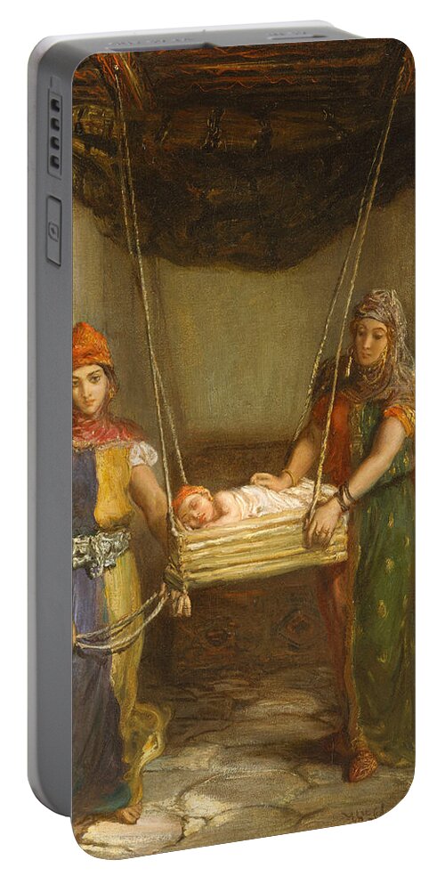 Theodore Chasseriau Portable Battery Charger featuring the painting Scene in the Jewish Quarter of Constantine by Theodore Chasseriau