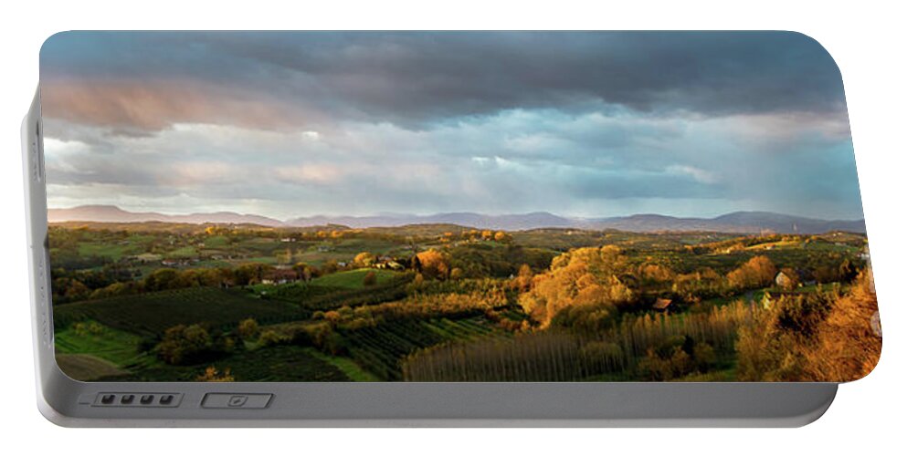 Landscape Portable Battery Charger featuring the photograph Scenic Autumnal Landscape at Sunset in Austria by Andreas Berthold