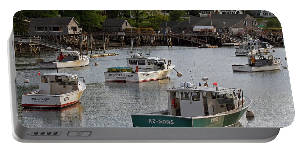 New Harbor Portable Battery Charger featuring the photograph Scenic New Harbor Maine by Juergen Roth