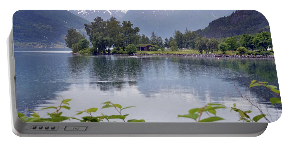 Stryn Portable Battery Charger featuring the photograph Scenic Stryn Lake. by Terence Davis