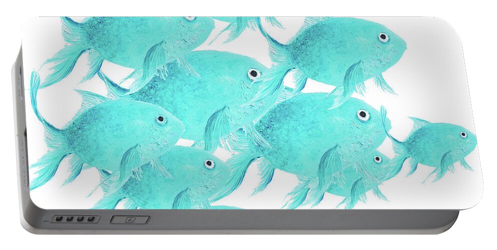 Fish Portable Battery Charger featuring the painting School of Fish by Jan Matson