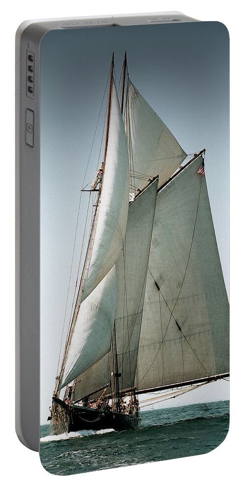 Windjammers Portable Battery Charger featuring the photograph Schooner Ernestina by Fred LeBlanc