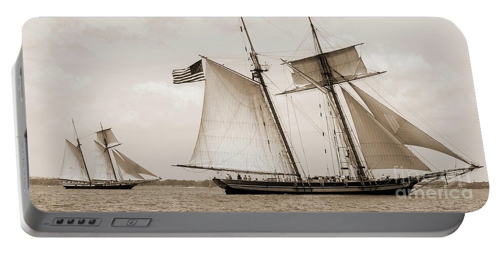 Schooners Pride Of Baltimore And Lynx Portable Battery Charger featuring the photograph Schooners Pride of Baltimore and Lynx by Dustin K Ryan
