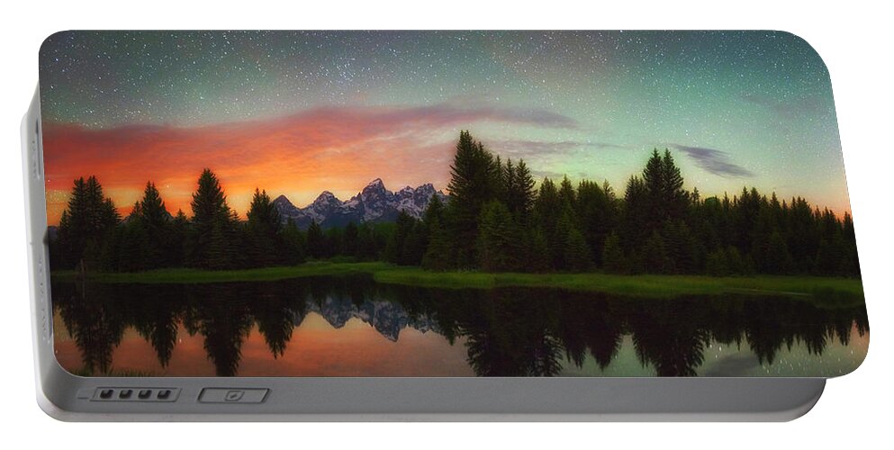 Night Photography Portable Battery Charger featuring the photograph Schwabacher Heavens by Darren White