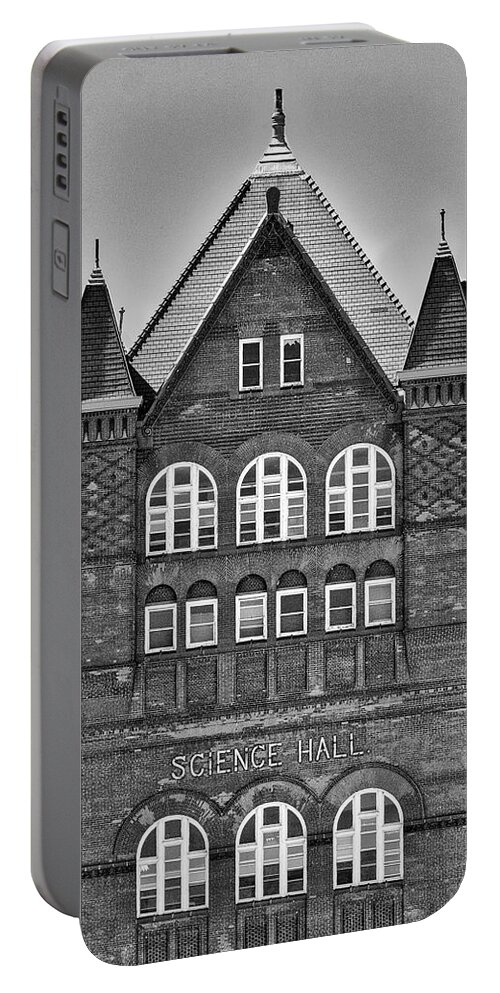 Ience Hall Portable Battery Charger featuring the photograph Science Hall BW - UW Madison - Wisconsin by Steven Ralser