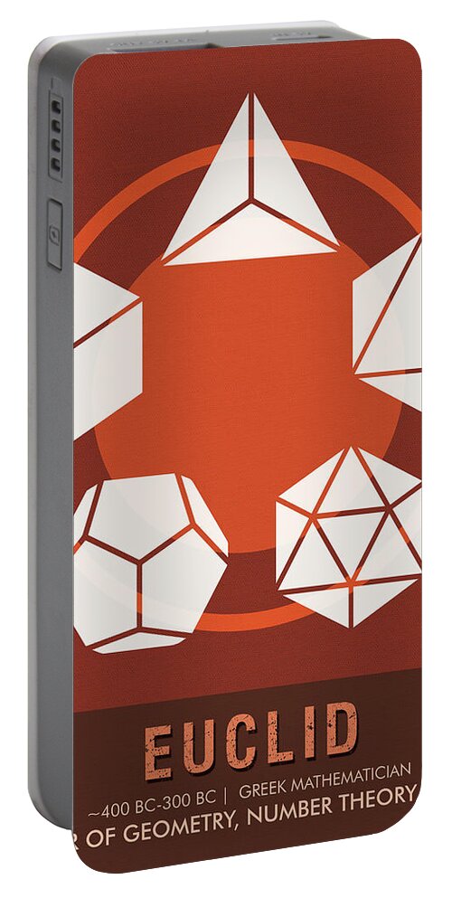 Euclid Portable Battery Charger featuring the mixed media Science Posters - Euclid - Mathematician by Studio Grafiikka