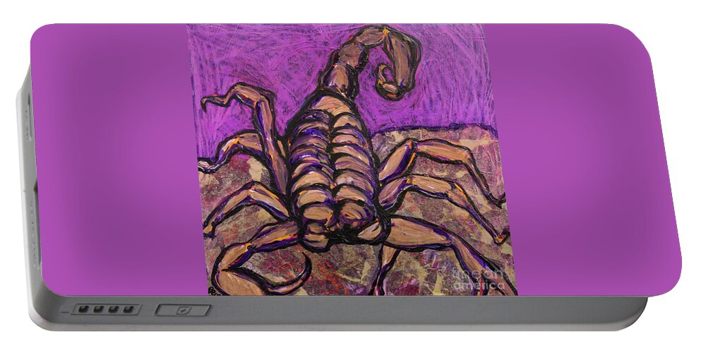 Scorpion Portable Battery Charger featuring the painting Scorpio? by Rebecca Weeks