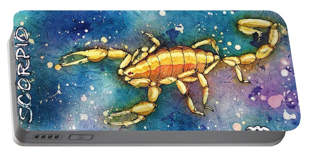Zodiac Portable Battery Charger featuring the painting Scorpio by Ruth Kamenev