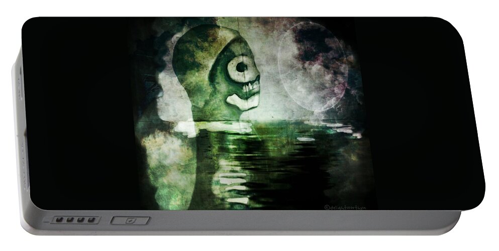 Skeleton Portable Battery Charger featuring the digital art Scream Bloody Murder by Delight Worthyn
