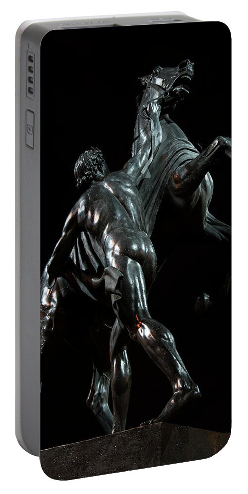 Monument Portable Battery Charger featuring the photograph Sculptures of Sankt Petersburg - Man stopping a horse by Jaroslaw Blaminsky