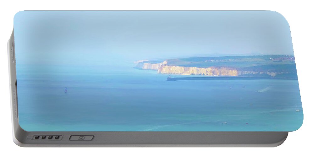 Digital Art Portable Battery Charger featuring the digital art Sea and Cliffs PhotoArt by Francesca Mackenney