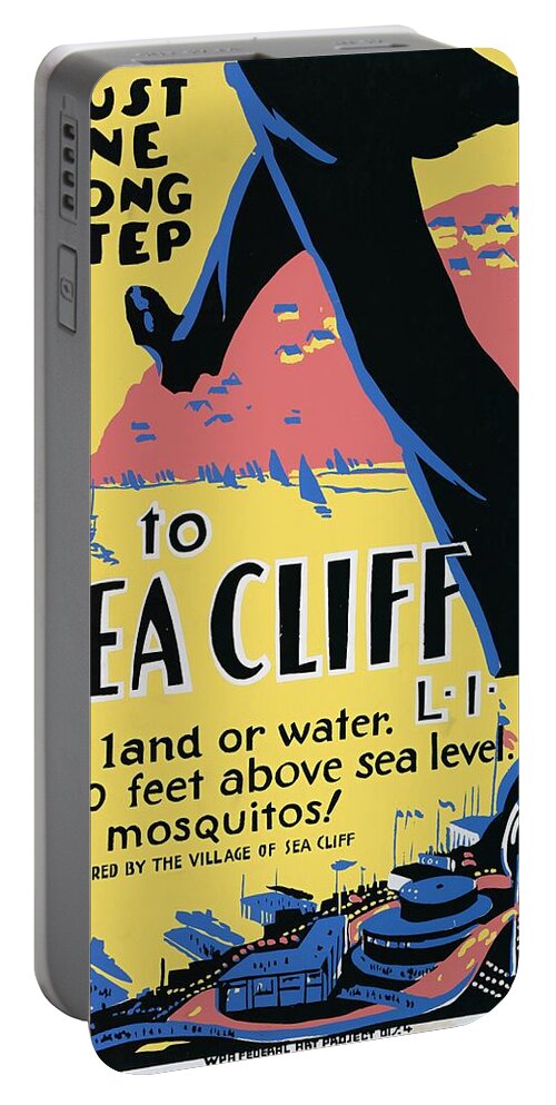 Poster Portable Battery Charger featuring the painting Sea Cliff Long Island poster 1939 by Vincent Monozlay
