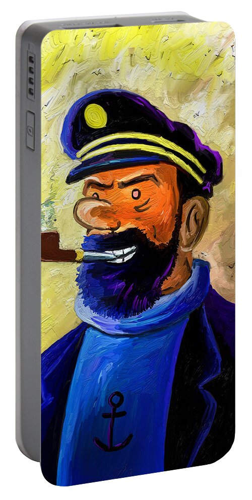 Tintin Portable Battery Charger featuring the painting Old Sea Dog by Anthony Mwangi
