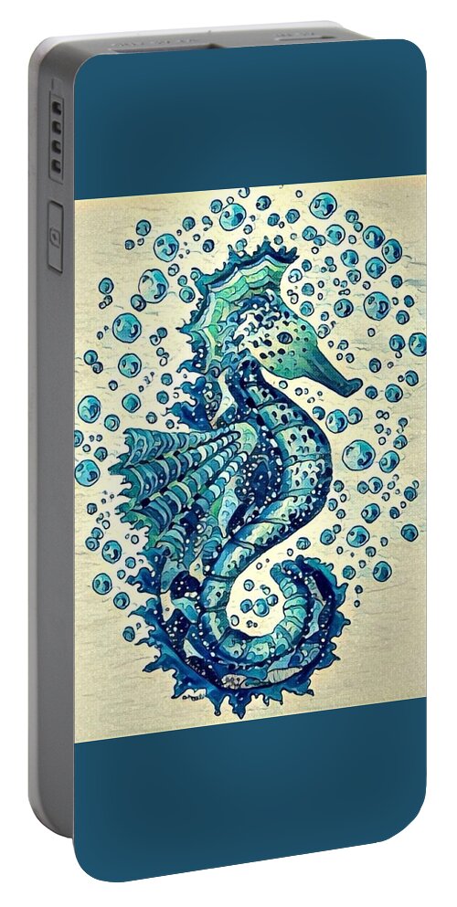Seahorse Portable Battery Charger featuring the digital art Sea horse A by Megan Walsh