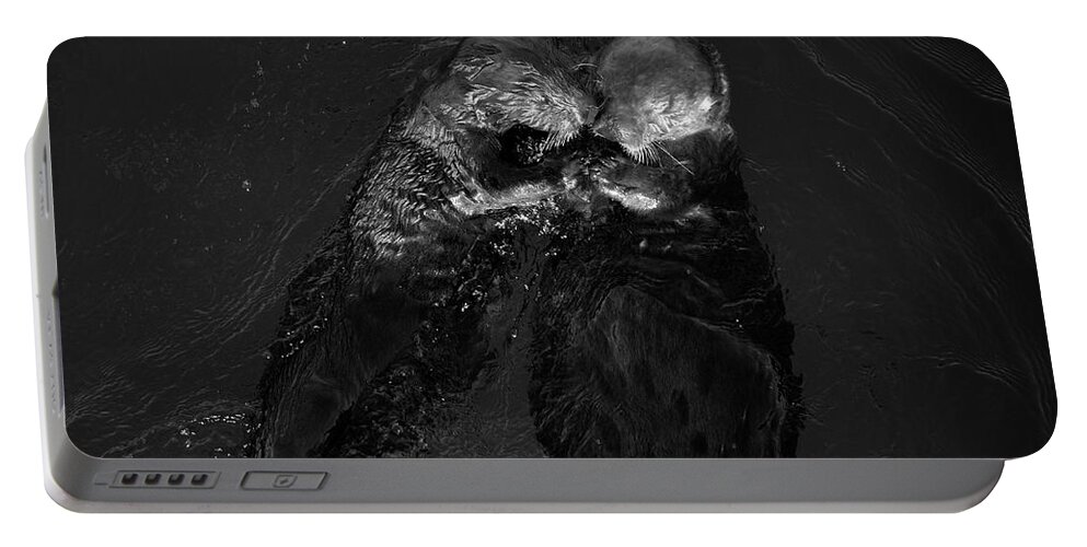 Sea Otter Portable Battery Charger featuring the photograph Sea Otters II BW by David Gordon