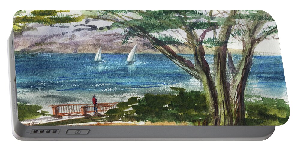 Sea Portable Battery Charger featuring the painting Sea Shore Elongated Painting by Irina Sztukowski
