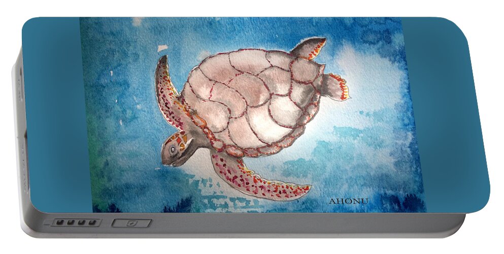 Sea Turtle Portable Battery Charger featuring the painting Sea Turtle by AHONU Aingeal Rose