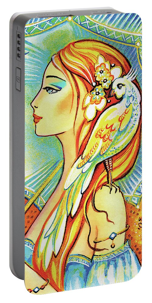Dove Woman Portable Battery Charger featuring the painting Sea Walk by Eva Campbell