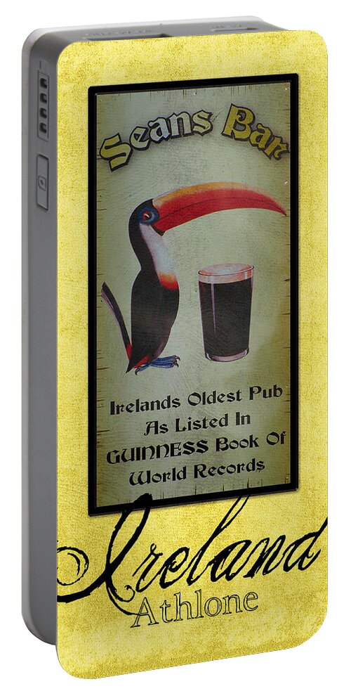 Irish Portable Battery Charger featuring the photograph Seans Bar Guinness Pub Sign Athlone Ireland by Teresa Mucha
