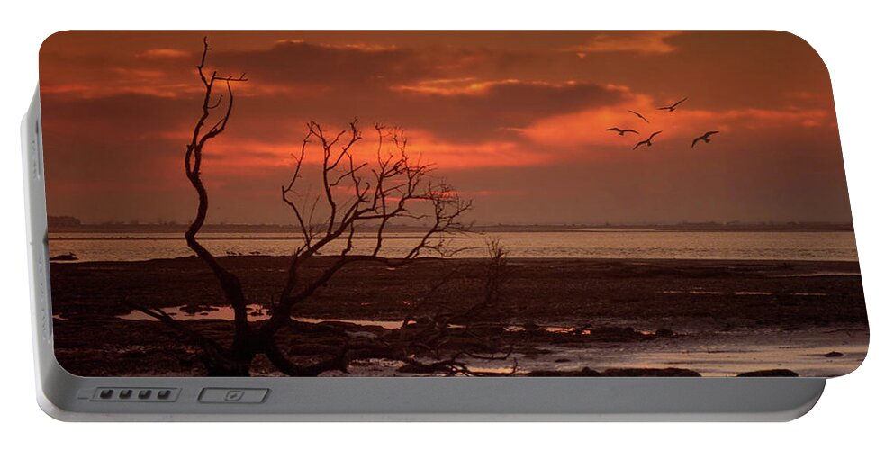 Clouds Portable Battery Charger featuring the photograph Seashore At Dawn by Geoff Crego