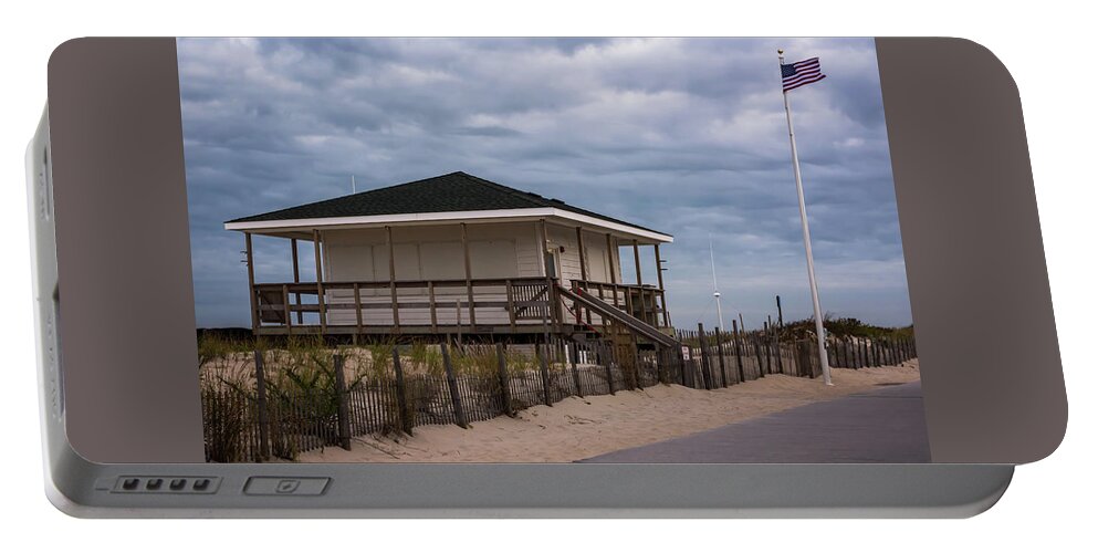 Terry D Photography Portable Battery Charger featuring the photograph Seaside NJ Lifeguard Station by Terry DeLuco