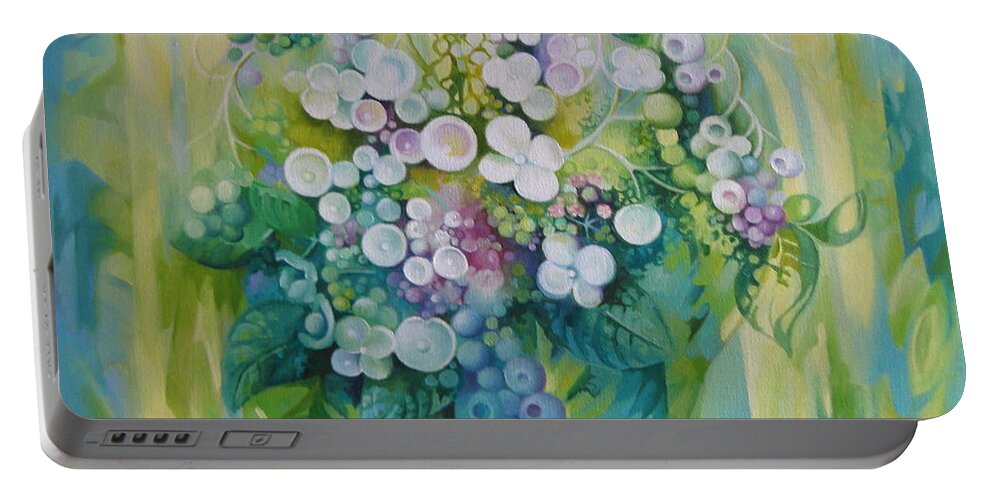 Flowers Portable Battery Charger featuring the painting Season by Elena Oleniuc