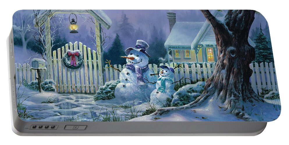 Michael Humphries Portable Battery Charger featuring the painting Season's Greeters by Michael Humphries