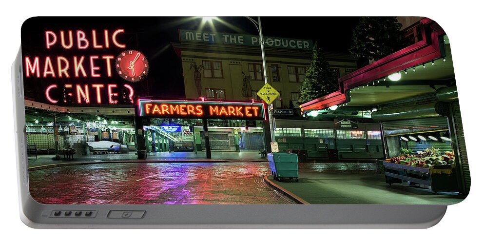 America Portable Battery Charger featuring the photograph Seattle Public Market 1 by Al Hurley