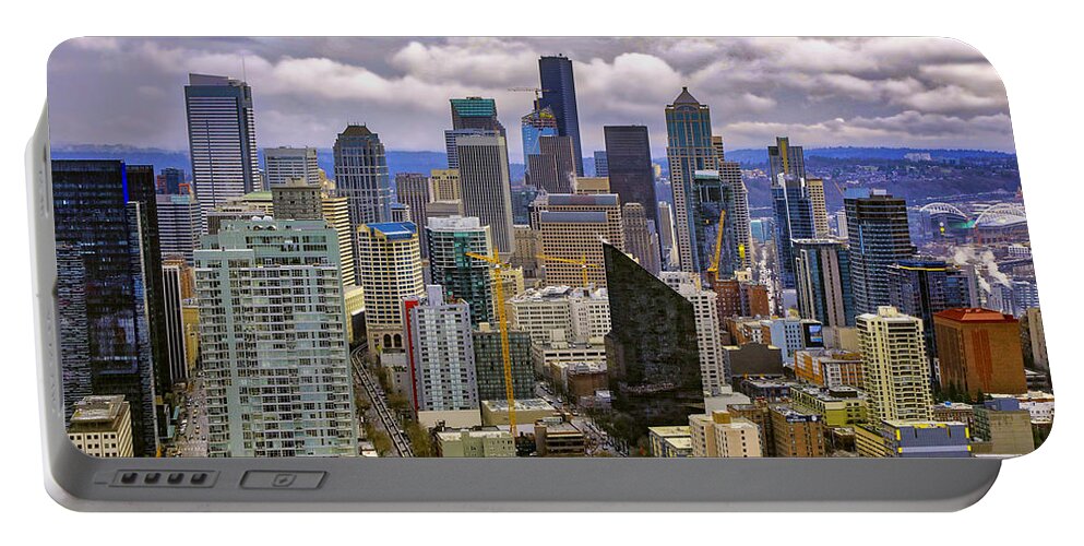 Seattle Portable Battery Charger featuring the photograph Seattle Skyline by Lorraine Baum