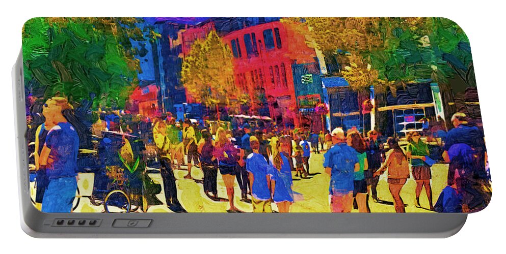 Seattle Portable Battery Charger featuring the digital art Seattle Street Scene by Kirt Tisdale