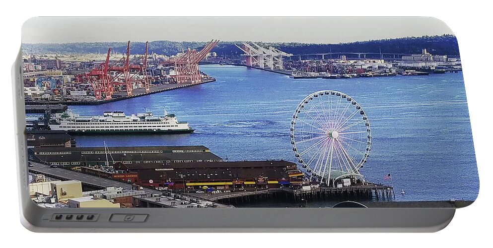 Seattle Portable Battery Charger featuring the photograph Seattle Waterfront by Michael Merry