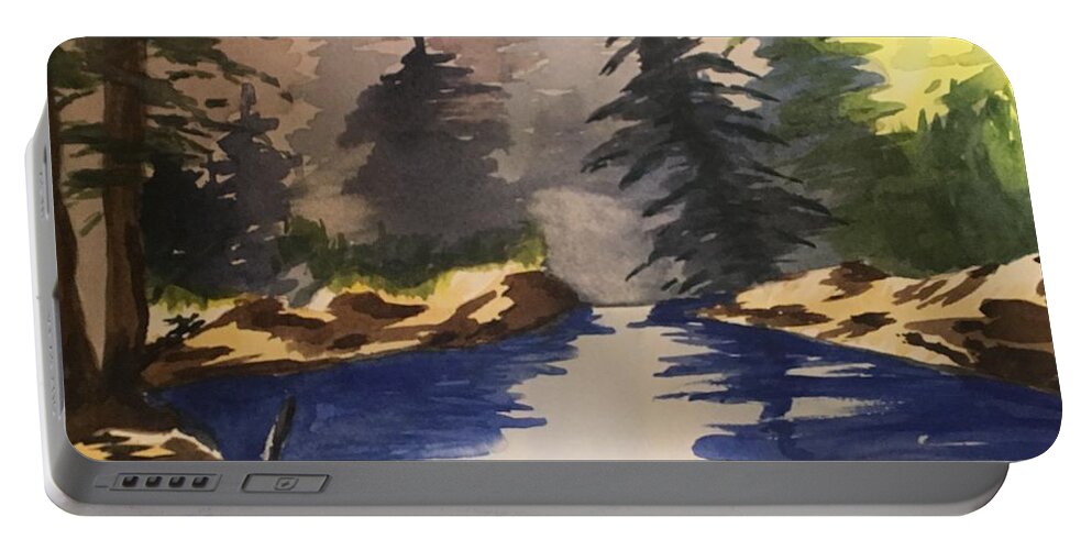 Pines Portable Battery Charger featuring the painting Secluded Glen by David Bartsch