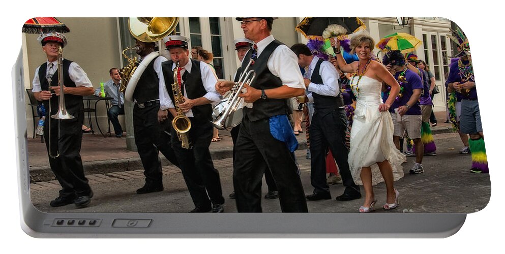 New Orleans Prints Portable Battery Charger featuring the photograph Second Line Wedding on Bourbon Street New Orleans by Kathleen K Parker