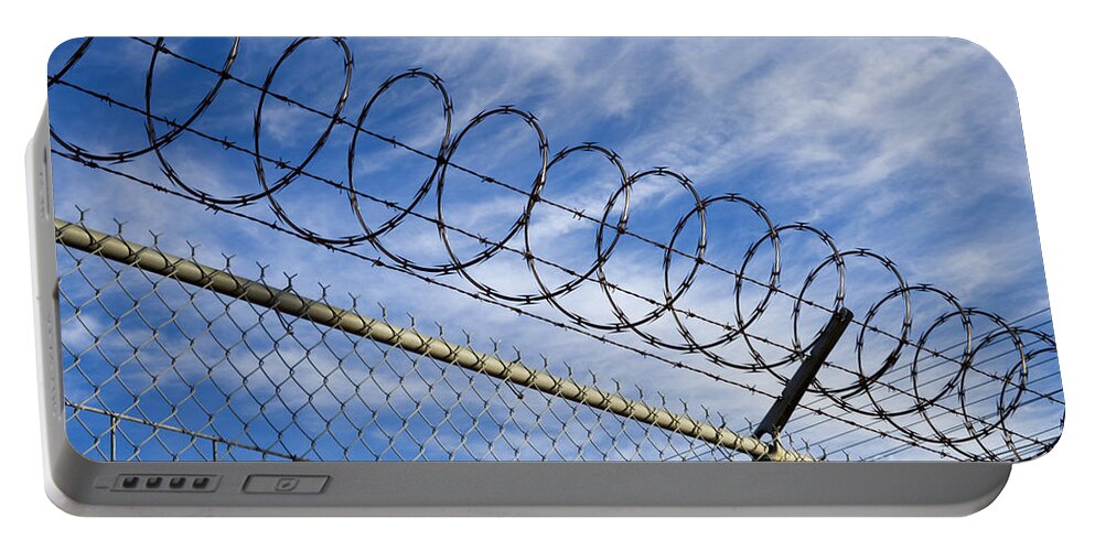Fence Portable Battery Charger featuring the photograph Security Fence by Inga Spence