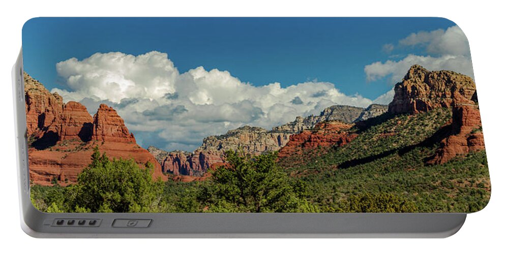 Red Portable Battery Charger featuring the photograph Sedona Panoramic II by Bill Gallagher