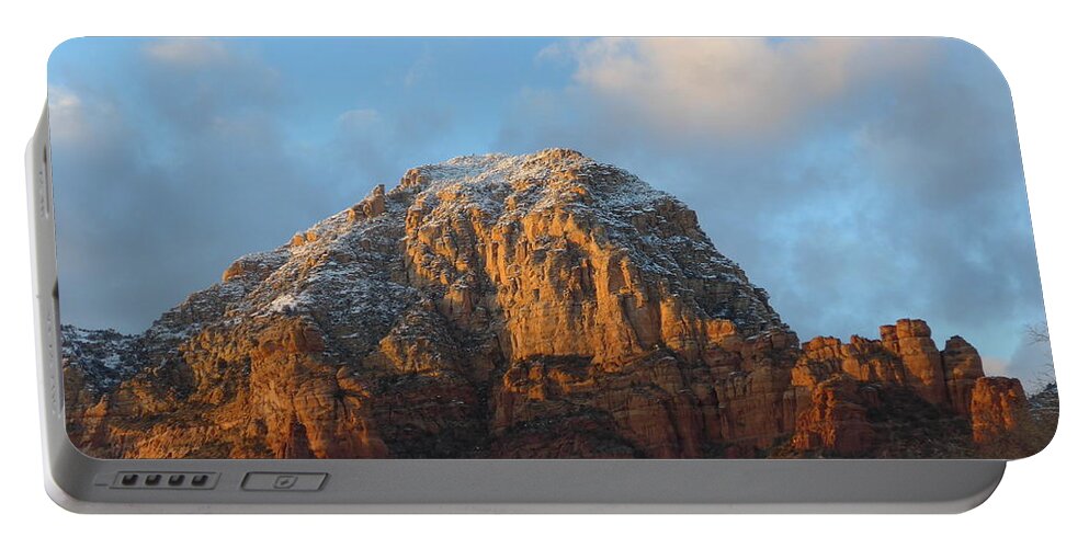 Sedona Portable Battery Charger featuring the photograph Sedona Thunder Mountain Winter Majesty by Mars Besso