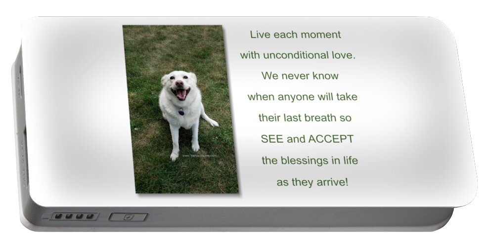 Dog Portable Battery Charger featuring the digital art See and Accept Blessings by Barbara Burns