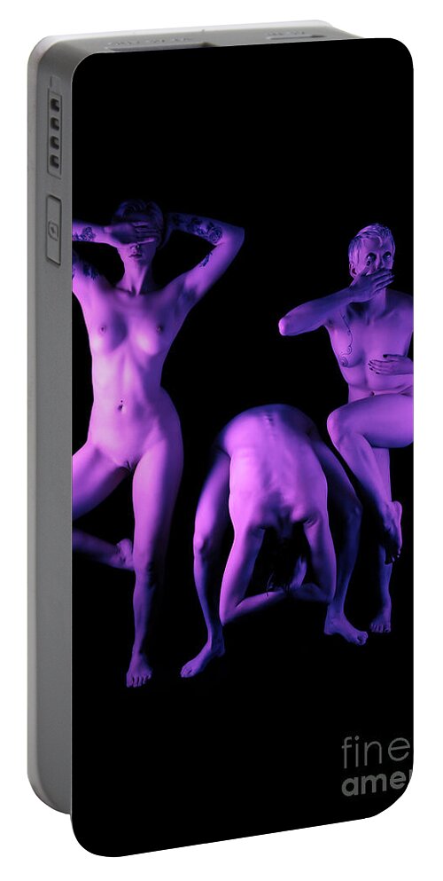 Artistic Photographs Portable Battery Charger featuring the photograph See No Evil Hear No Evil Speak No Evil by Robert WK Clark