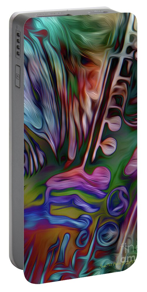Abstract Portable Battery Charger featuring the mixed media See the Music 3 by Mike Massengale