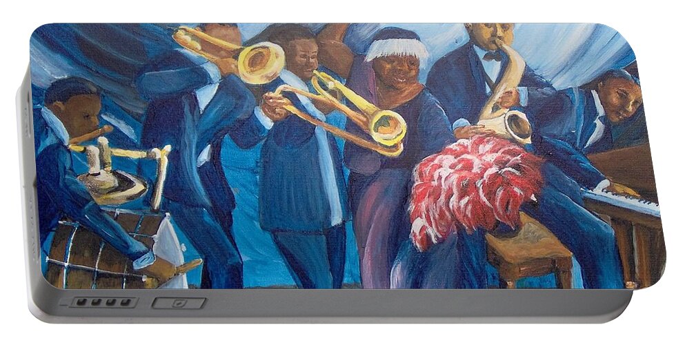 African-american Portable Battery Charger featuring the painting See the Music by Saundra Johnson