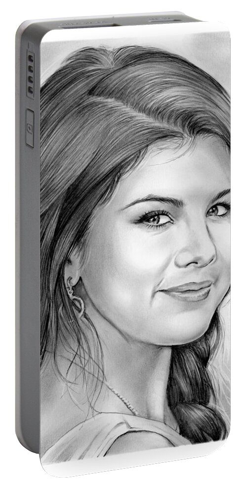 Singer Portable Battery Charger featuring the drawing Selena Gomez by Greg Joens