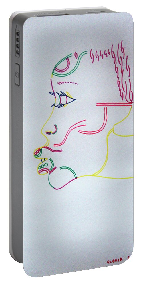 Jesus Portable Battery Charger featuring the drawing Selene by Gloria Ssali