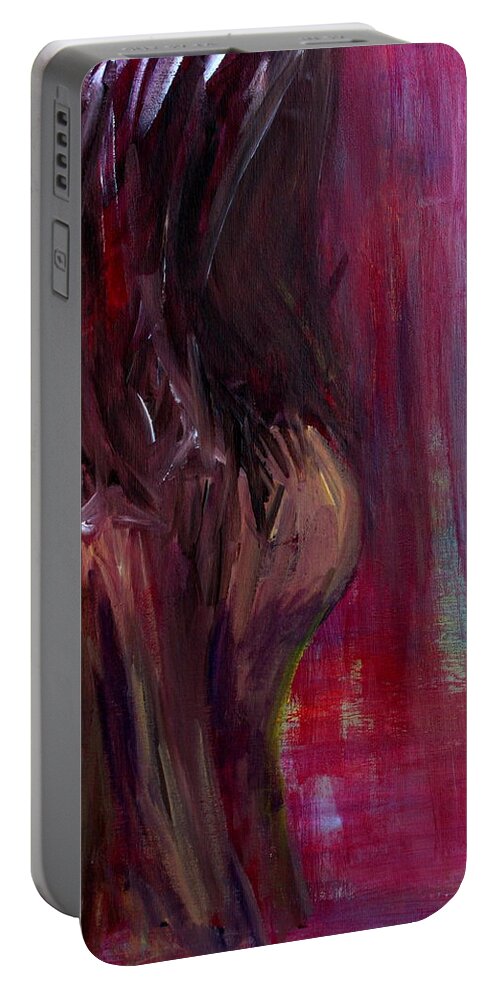 Self Portrait Portable Battery Charger featuring the painting Self Portrait-1 in pink by Julie Lueders 