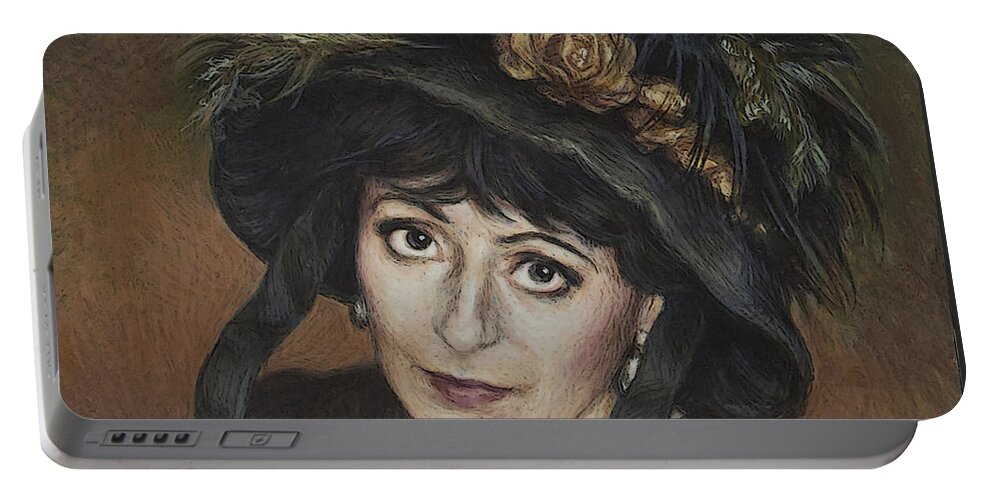 Self-portrait Portable Battery Charger featuring the painting Self-Portrait a la Camille Claudel by Yvonne Wright