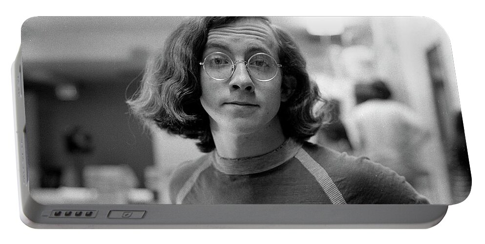 Eyebrow Portable Battery Charger featuring the photograph Self-portrait, With Raised Eyebrow, 1972, Number 2 by Jeremy Butler