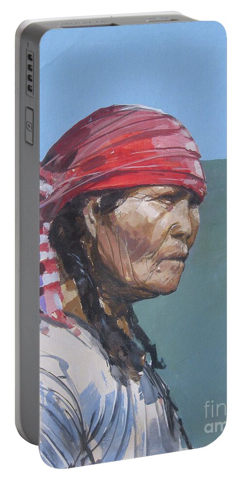 Seminole Indian Portable Battery Charger featuring the painting Seminole 1987 by Bob George