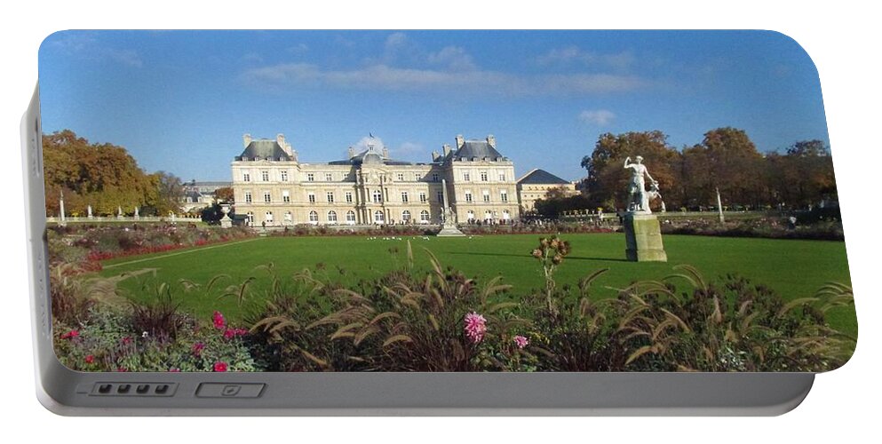 Jardin Du Luxembourg Portable Battery Charger featuring the photograph Senate from Jardin du Luxembourg by Christopher J Kirby